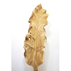 Rzeźba Dekoracja Liść stojący Drewno TEAK